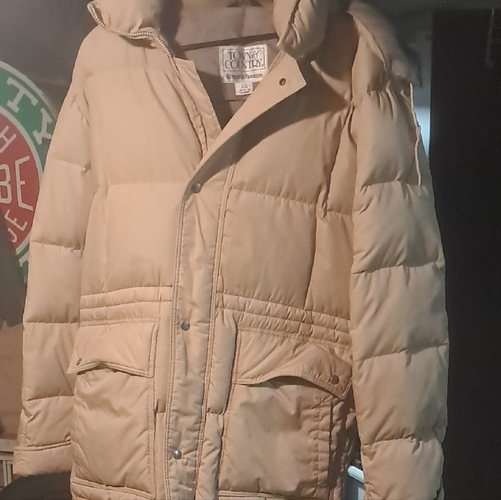 Tan Puffer/Trench Jacket by Town And Country